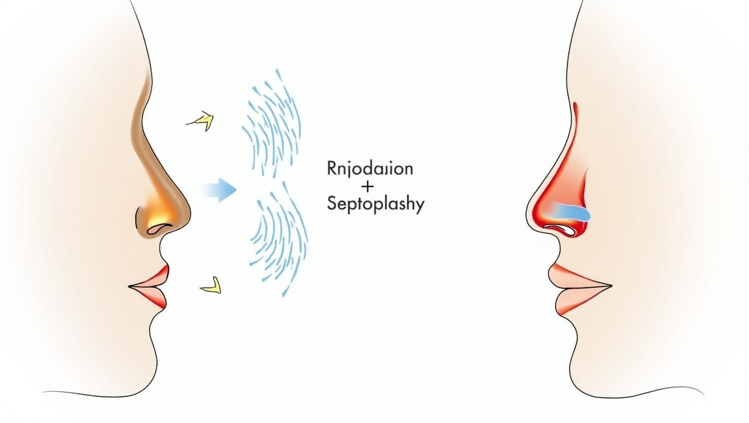 Illustration of surgical benefits of rhinoplasty and septoplasty